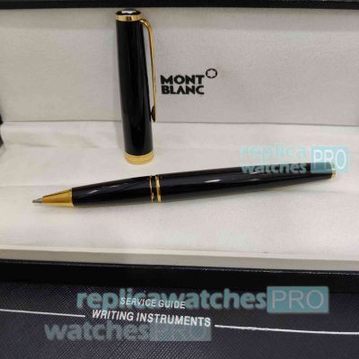 Best Quality Copy Mont Blanc PIX Rollerball Pen Black Precious Resin with Gold Trim
